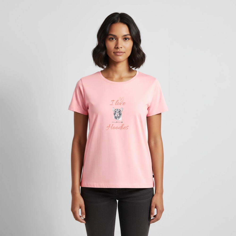 Frauen Premium T-Shirt "I love Hoodies" - Rosa