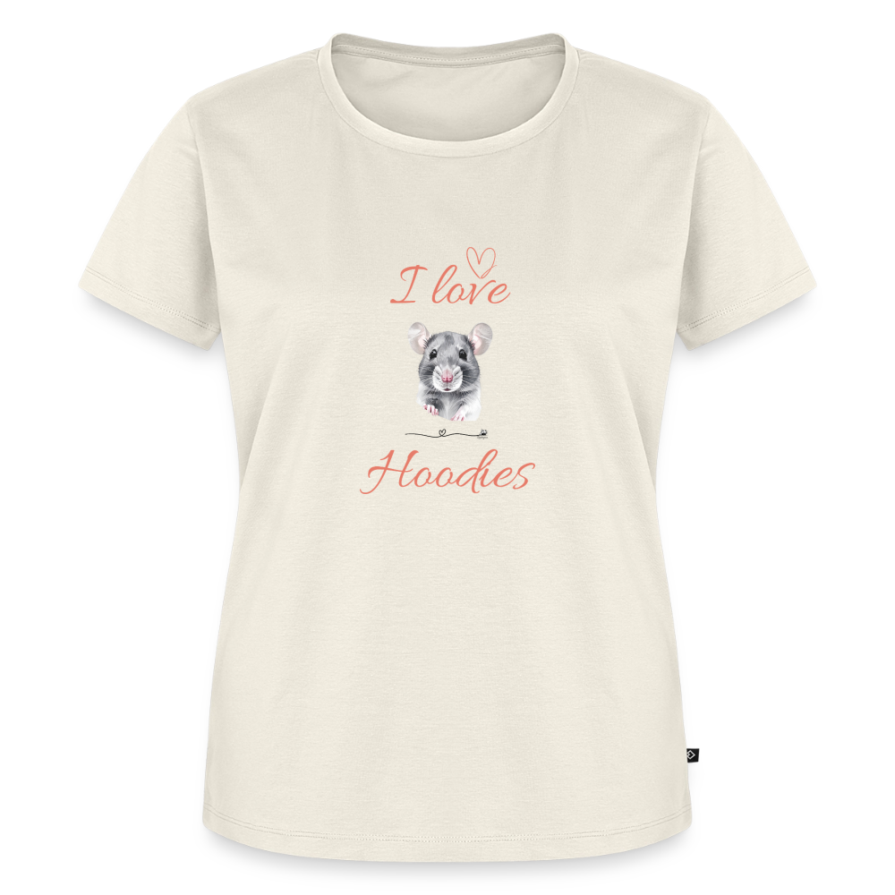 Frauen Premium T-Shirt "I love Hoodies" - Naturweiß