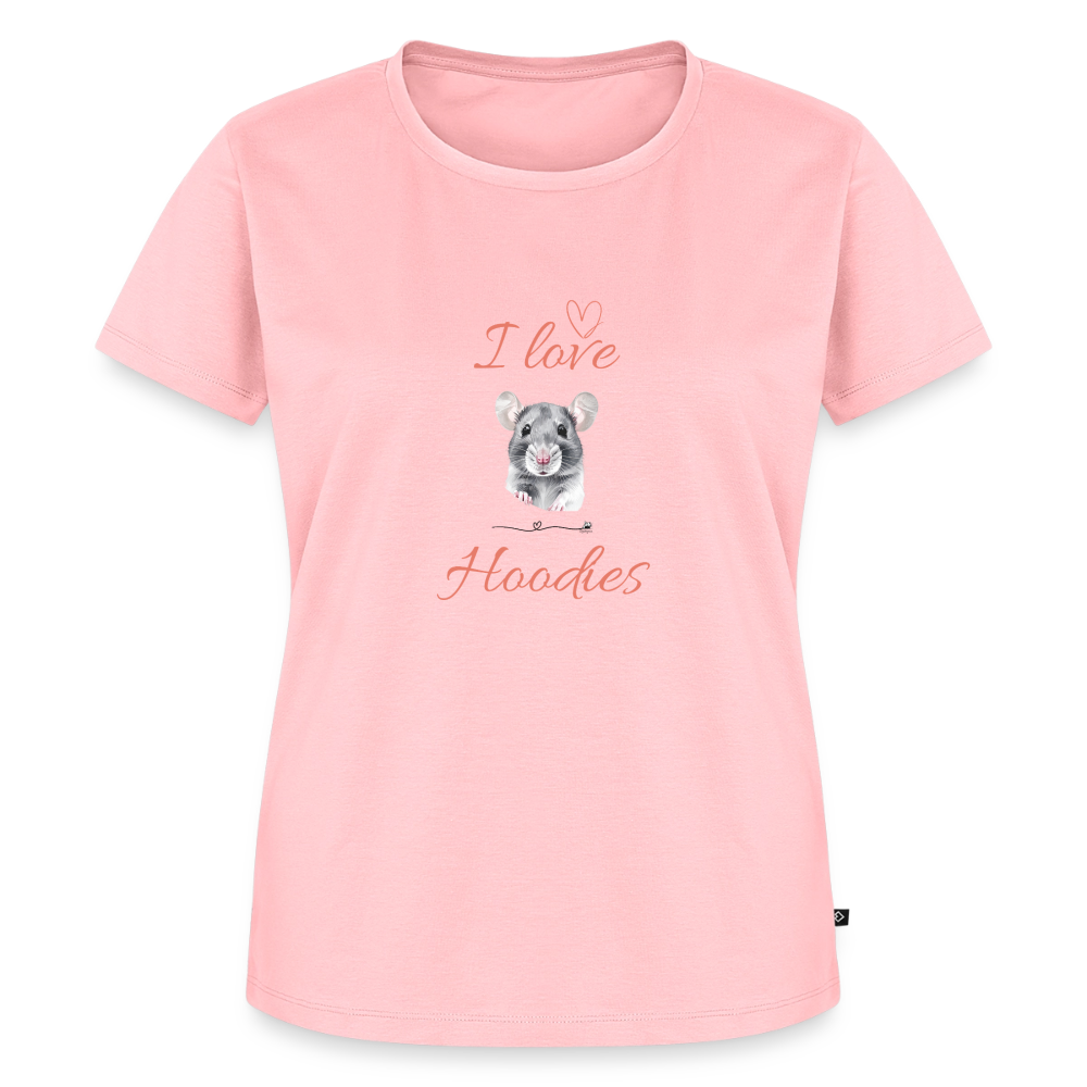 Frauen Premium T-Shirt "I love Hoodies" - Rosa