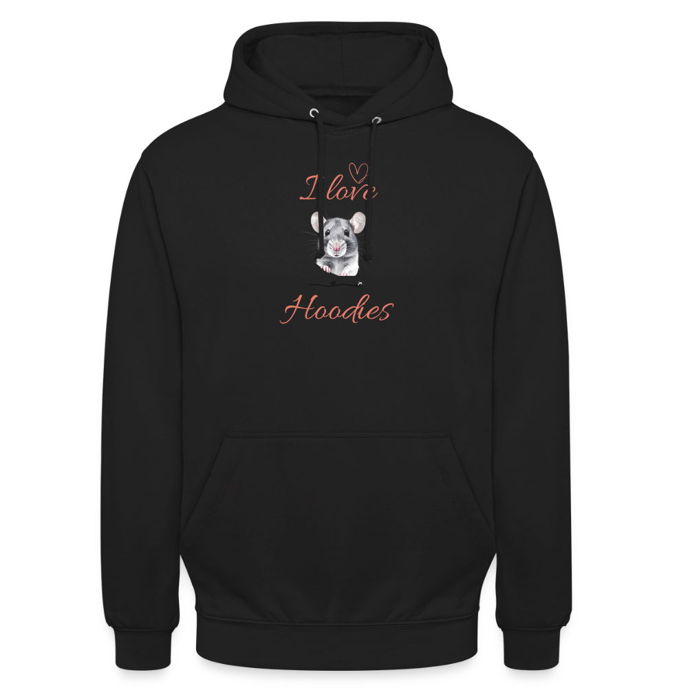 Unisex Hoodie "I love Hoodies" - Schwarz