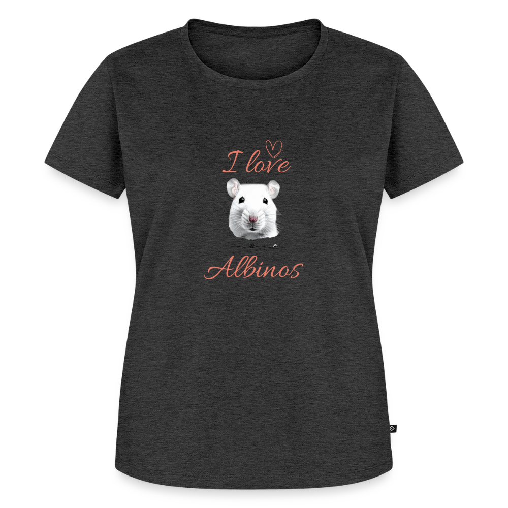Damen T-Shirt "I love Albinos" - Anthrazit meliert