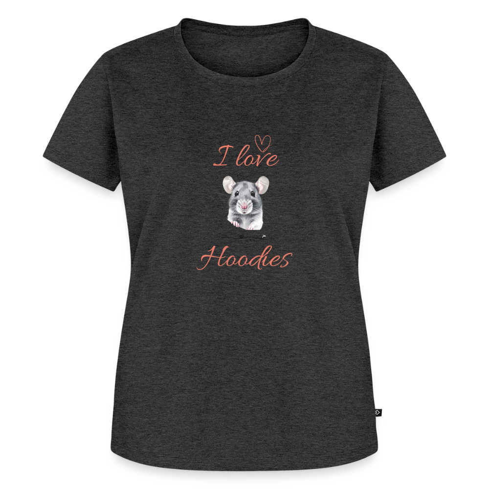 Frauen Premium T-Shirt "I love Hoodies" - Anthrazit meliert