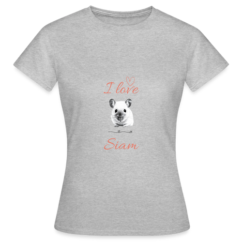 Damen T-Shirt "I love Siam" - Grau meliert