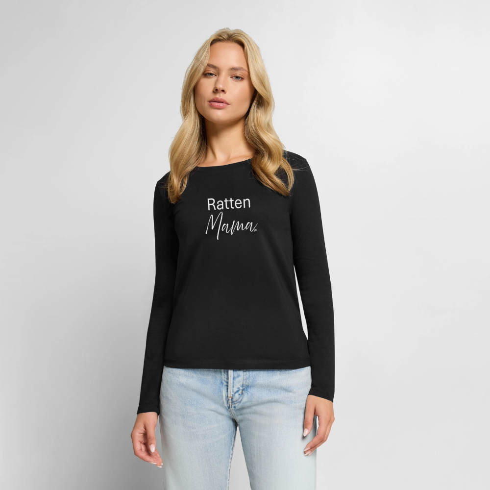 Damen Langarmshirt "Ratten-Mama" - Schwarz