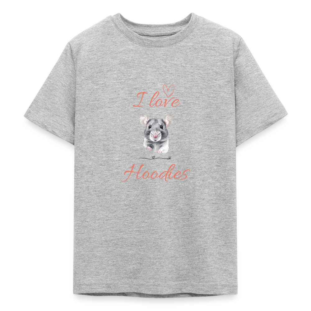 Teenager T-Shirt "I love Hoodies" - Grau meliert