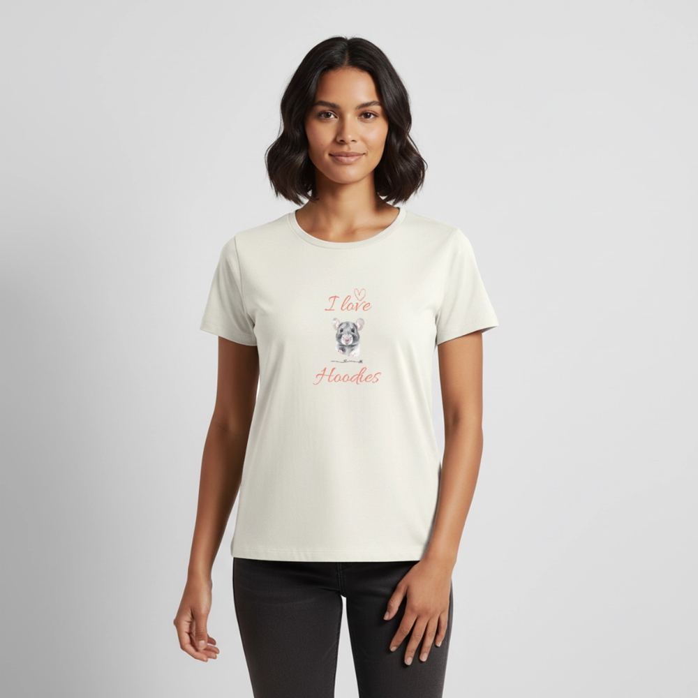 Frauen Premium T-Shirt "I love Hoodies" - Naturweiß