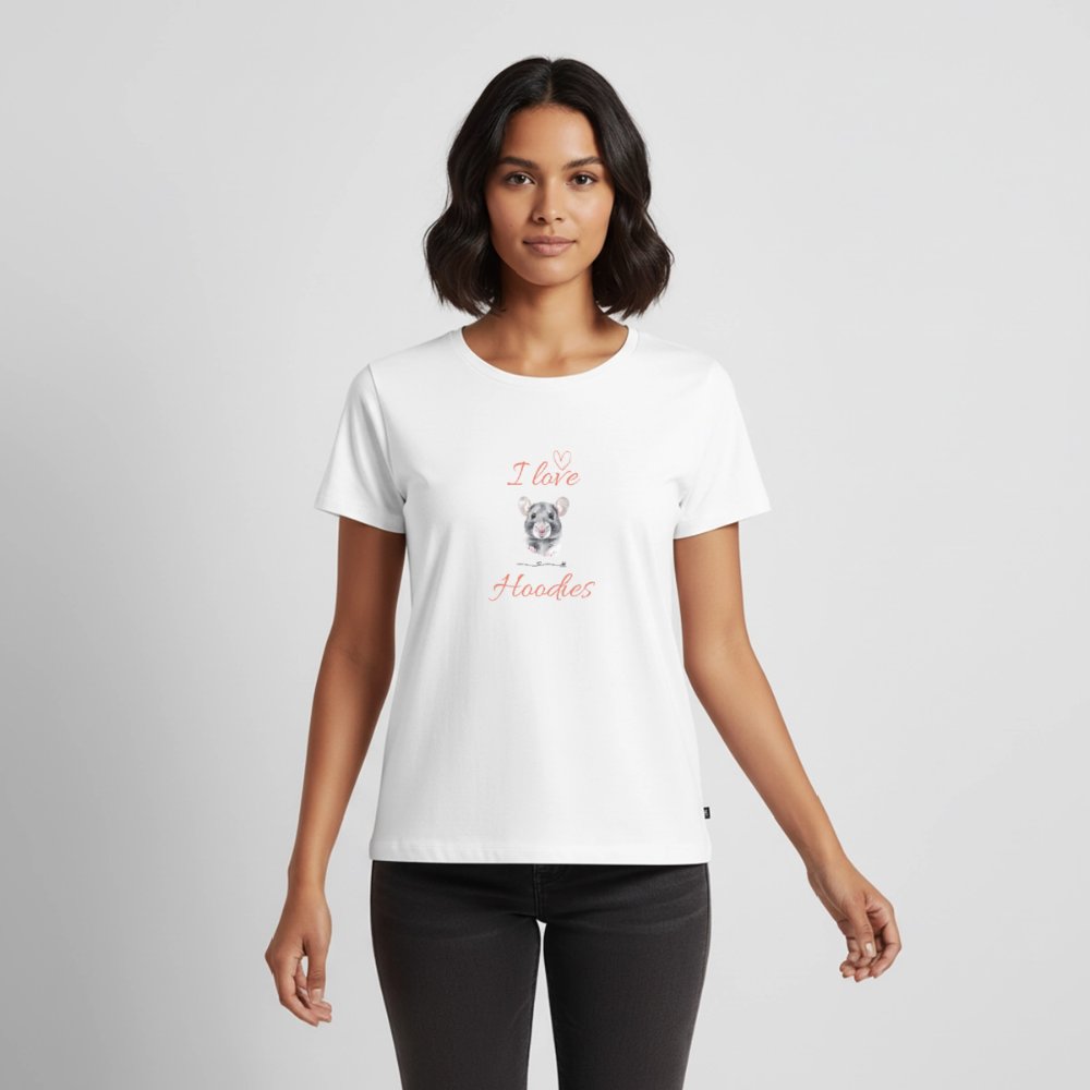 Frauen Premium T-Shirt "I love Hoodies" - Weiß