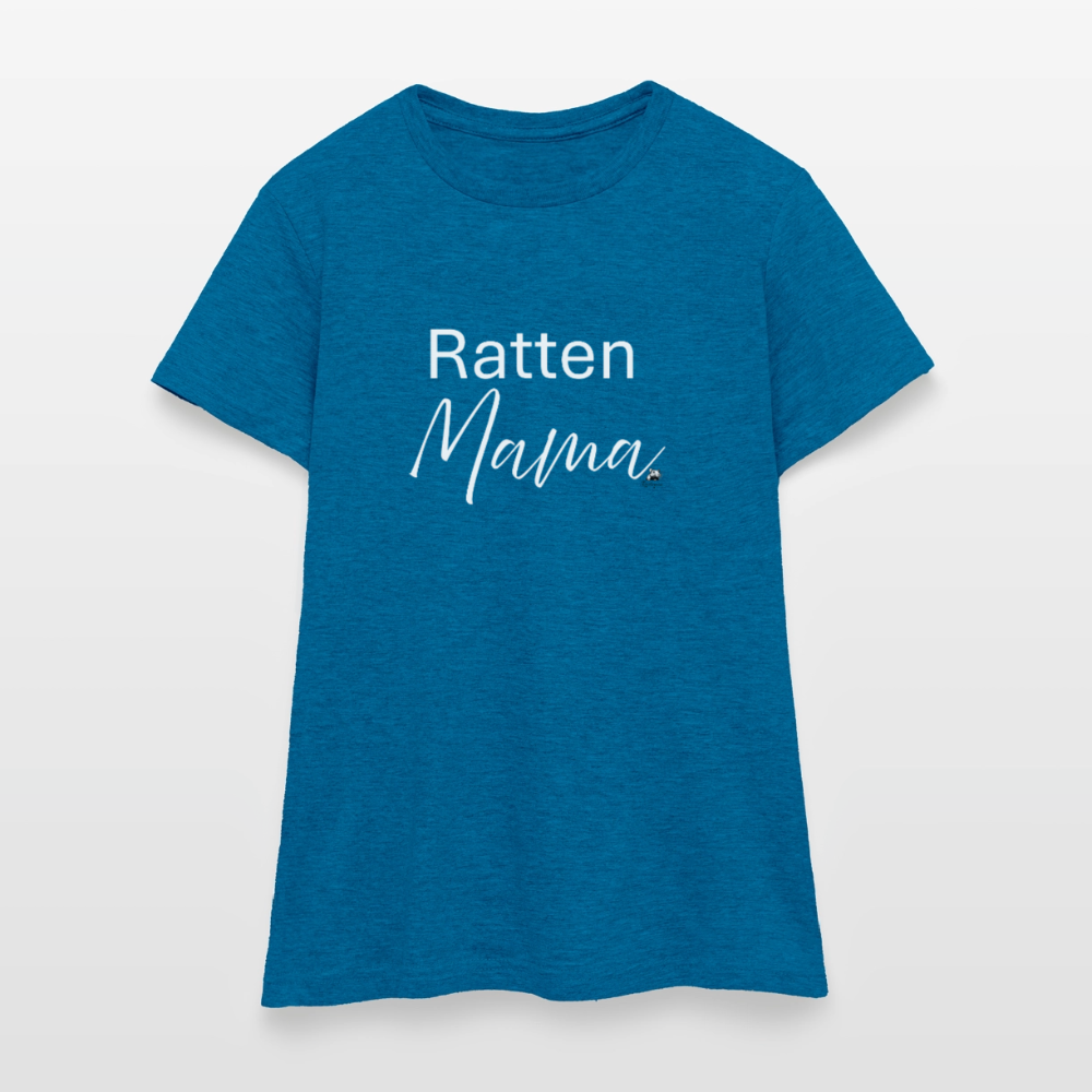 Damen T-Shirt "Ratten-Mama" - Antikblaues Saphir meliert