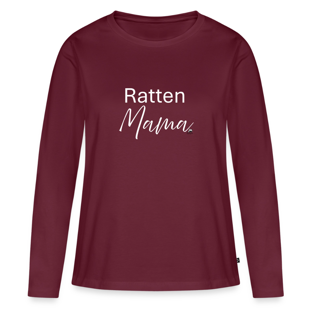 Damen Langarmshirt "Ratten-Mama" - Burgunderrot